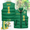 Oregon Ducks Unisex Puffer Vest Sleeveless Down Jacket- Green / Dakorien Moore - 1