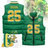 Oregon Ducks Unisex Puffer Vest Sleeveless Down Jacket- Green / Oregon - 25