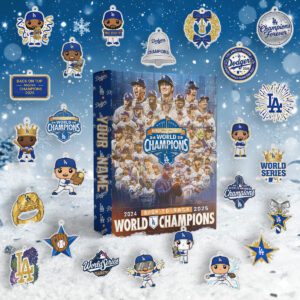 Personalized Los Angeles Dodgers 2025 World Series Champions Advent Calendar Acrylic Hanging Decor Box