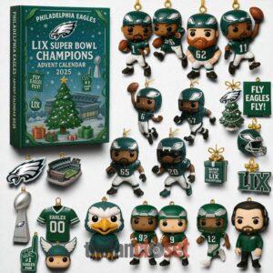 Philadelphia Eagles LIX Super Bowl Champions Advent Calendar Acrylic Hanging Decor Box 2025
