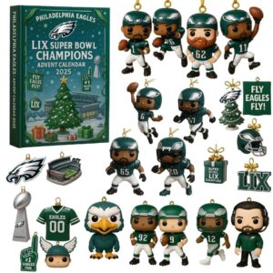 Philadelphia Eagles LIX Super Bowl Champions Advent Calendar Acrylic Hanging Decor Box 24 NFL Surprises