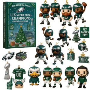 Philadelphia Eagles Lix Super Bowl Champions Advent Calendar Acrylic Hanging Decor Box 2025
