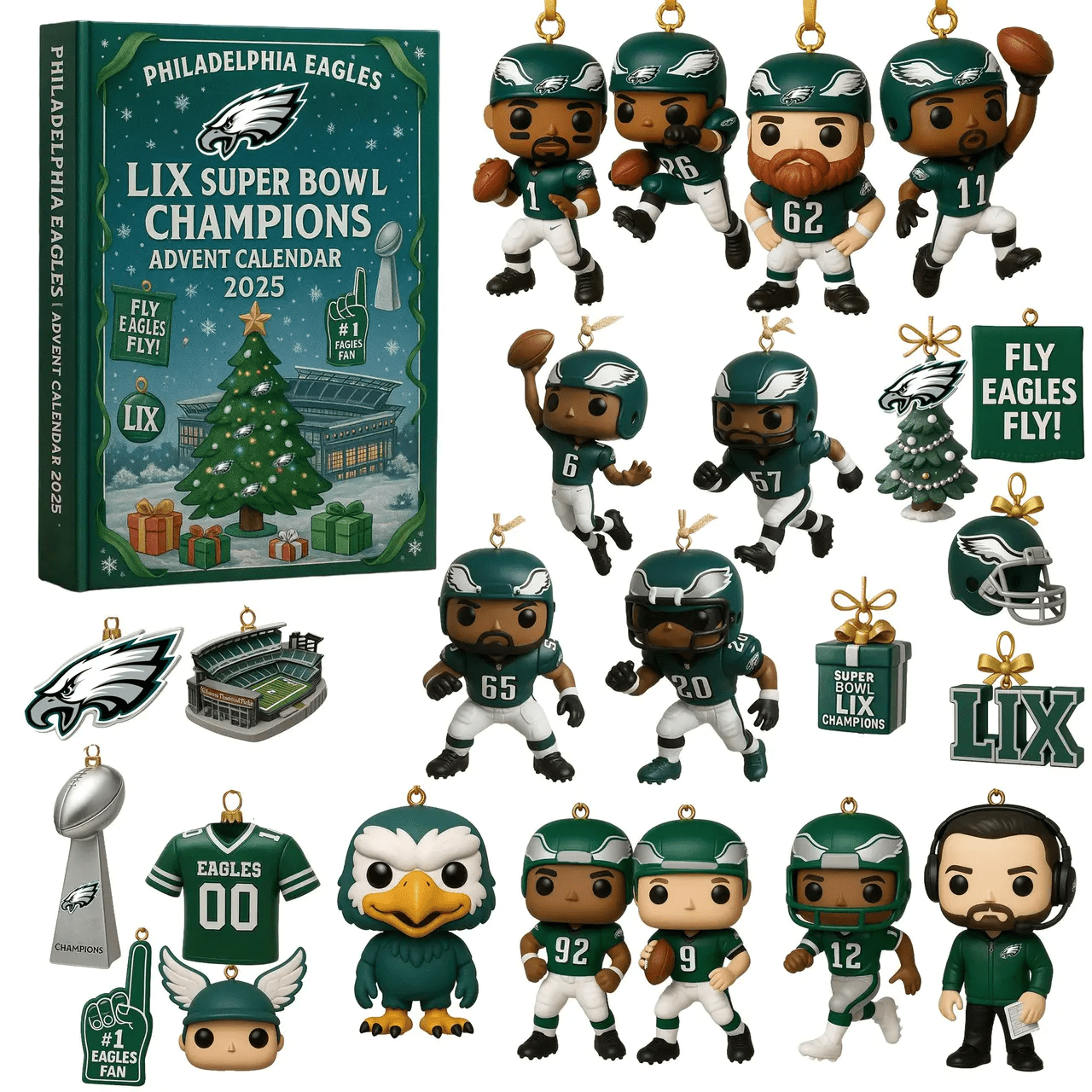 Philadelphia-Eagles-Lix-Super-Bowl-Champions-Advent-Calendar-Acrylic-Hanging-Decor-Box-2025 Philadelphia Eagles Lix Super Bowl Champions Advent Calendar Acrylic Hanging Decor Box 2025