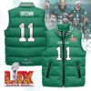 Philadelphia Eagles Unisex Puffer Vest Sleeveless Down Jacket- Kelly Green / A. J. Brown - 11