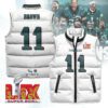 Philadelphia Eagles Unisex Puffer Vest Sleeveless Down Jacket- White / A. J. Brown - 11