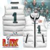 Philadelphia Eagles Unisex Puffer Vest Sleeveless Down Jacket- White / Jalen Hurts - 1