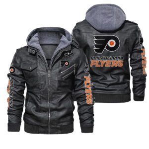 Philadelphia Flyers Black Brown Leather Jacket LIZ109