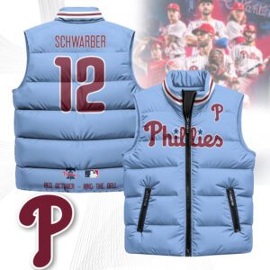Philadelphia Phillies Unisex Puffer Vest Sleeveless Down Jacket- Blue / Kyle Schwarber - 12