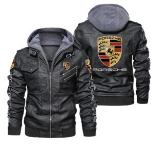 Porsche Black Brown Leather Jacket LIZ062