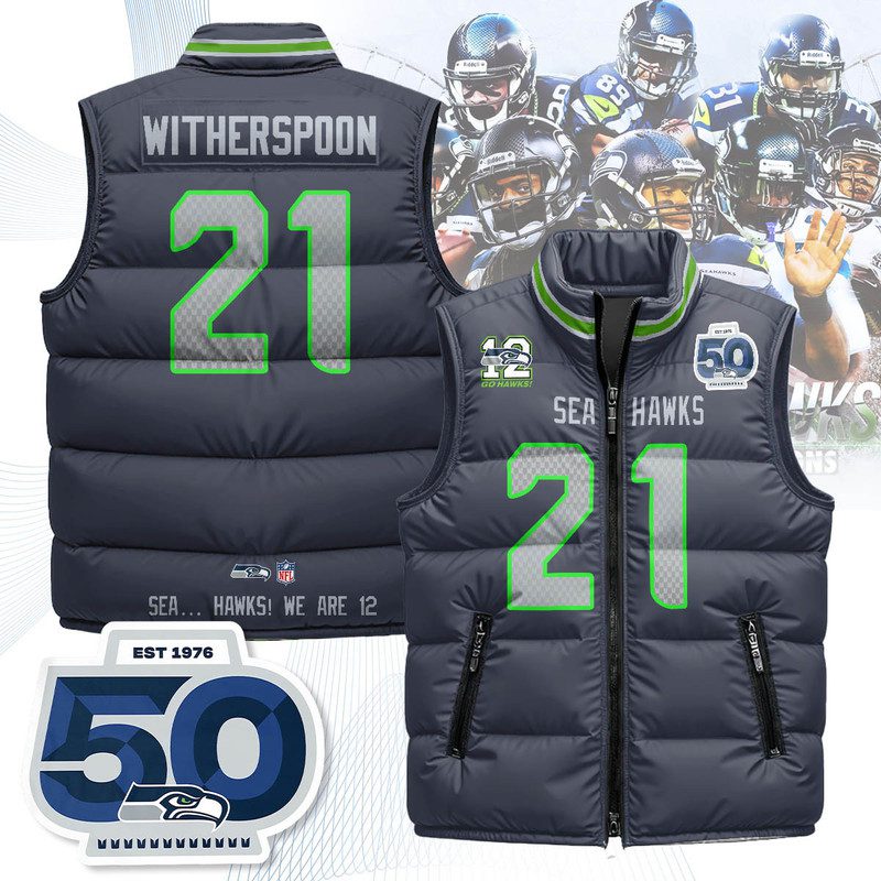 Seattle-Seahawks-Unisex-Puffer-Vest-Sleeveless-Down-Jacket-Navy-Devon-Witherspoon-21 Seattle Seahawks Unisex Puffer Vest Sleeveless Down Jacket- Navy / Devon Witherspoon - 21