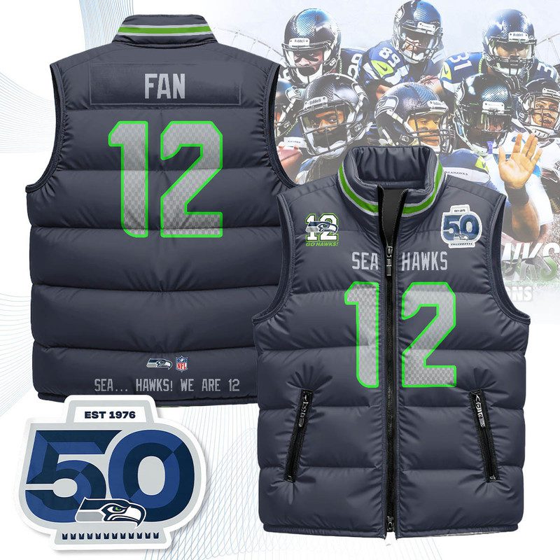 Seattle-Seahawks-Unisex-Puffer-Vest-Sleeveless-Down-Jacket-Navy-Fan-12 Seattle Seahawks Unisex Puffer Vest Sleeveless Down Jacket- Navy / Fan - 12