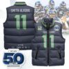 Seattle Seahawks Unisex Puffer Vest Sleeveless Down Jacket- Navy / Jaxon Smith-Njigba - 11