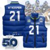 Seattle Seahawks Unisex Puffer Vest Sleeveless Down Jacket- Royal / Devon Witherspoon - 21