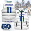 Seattle Seahawks Unisex Puffer Vest Sleeveless Down Jacket- White / Jaxon Smith-Njigba - 11