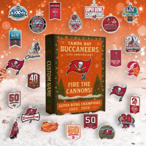 Tampa Bay Buccaneers Advent Calendar Acrylic Hanging Decor Box 2025 - Christmas Gift