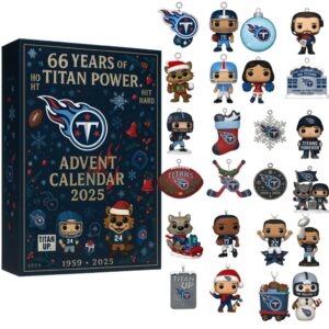Tennessee Titans 66Th Anniversary Advent Calendar Acrylic Hanging Decor Box 2025