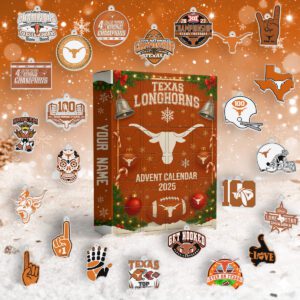 Texas Longhorns Advent Calendar Acrylic Hanging Decor Box 2025 - Christmas Gift