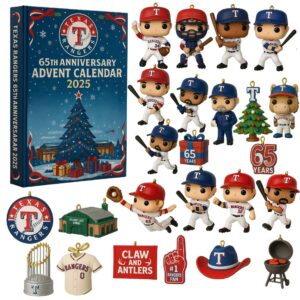 Texas Rangers 65Th Anniversary Advent Calendar Acrylic Hanging Decor Box 2025