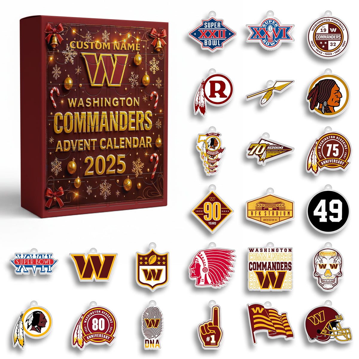 Washington-Commanders-Advent-Calendar-Acrylic-Hanging-Decor-Box-2025-Christmas-Gift-1