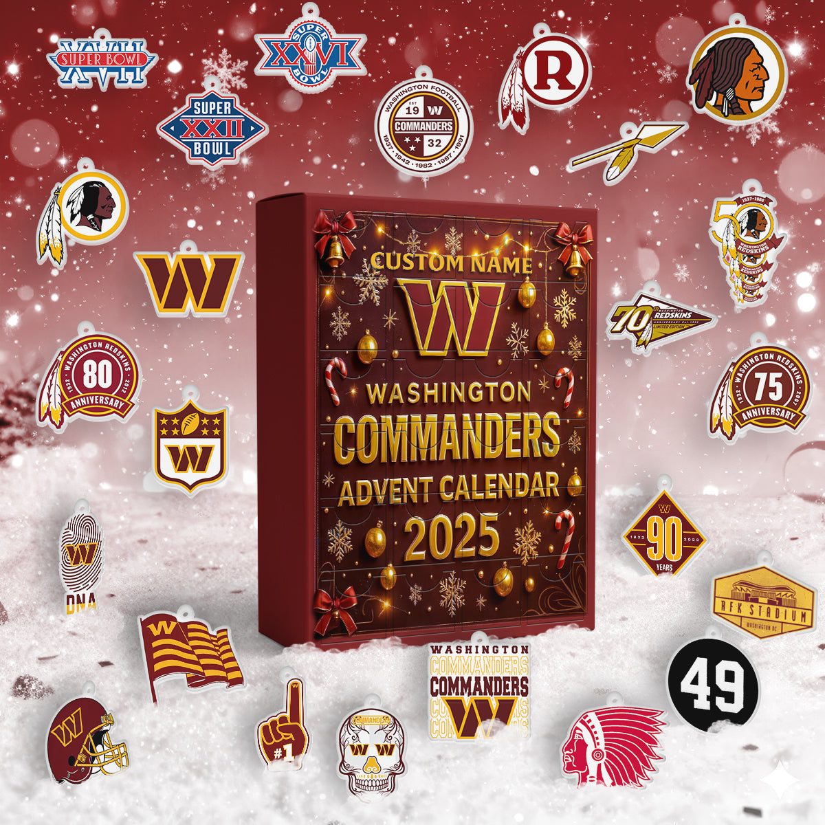 Washington-Commanders-Advent-Calendar-Acrylic-Hanging-Decor-Box-2025-Christmas-Gift Washington Commanders Advent Calendar Acrylic Hanging Decor Box 2025 - Christmas Gift