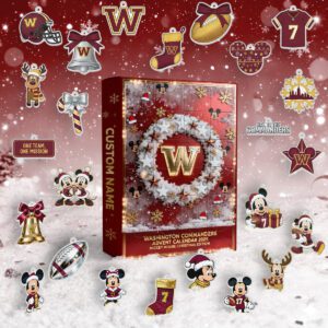Washington Commanders Advent Calendar Acrylic Hanging Decor Box - Gift For Fan