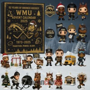 Western Michigan Broncos Men's Ice Hockey 52nd Anniversary Advent Calendar Acrylic Hanging Decor Box
