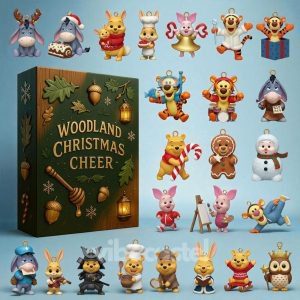 Winnie the Pooh Woodland Christmas Cheer Advent Calendar Acrylic Hanging Decor Box