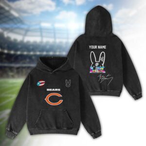 Chicago Bears Bad Bunny Super Bowl LX 2026 2D Washed Hoodie