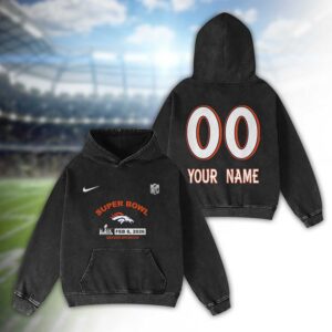 Denver Broncos Bad Bunny Super Bowl LX 2026 2D Washed Hoodie