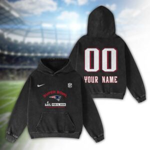 New England Patriots Bad Bunny Super Bowl LX 2026 2D Washed Hoodie