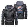 Oklahoma City Thunder Black Brown Leather Jacket LIZ127