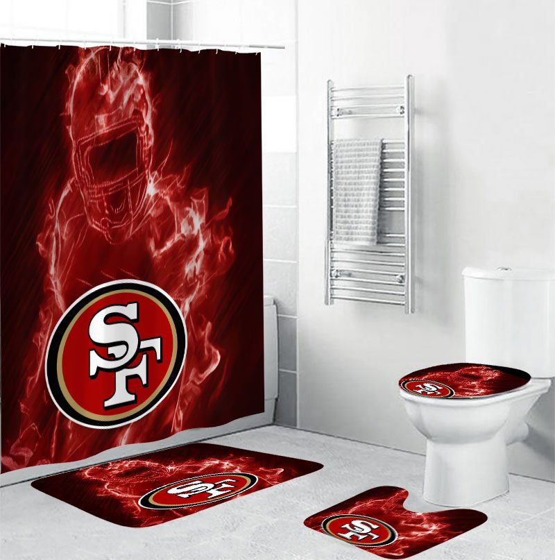 San Francisco 49ers Legend Waterproof Shower Curtain Non-Slip Toilet Lid Cover Bath Mat Bathroom Set BRS2018 San Francisco 49ers Legend Waterproof Shower Curtain Non-Slip Toilet Lid Cover Bath Mat Bathroom Set BRS2018