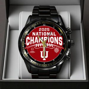 Indiana Hoosiers Football 2025 National Champions Black Stainless Steel Watch CHAMP20309