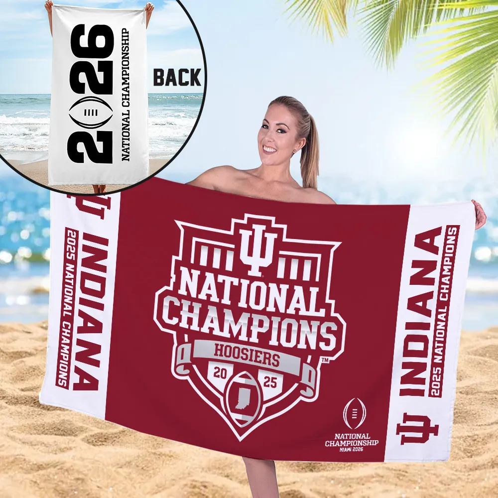 Indiana Hoosiers Football 2025 National Champions Rectangle Beach Towel CHAMP20290