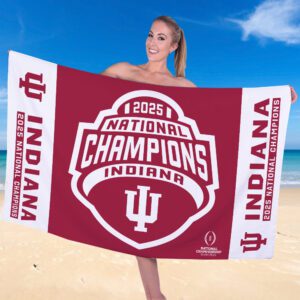 Indiana Hoosiers Football 2025 National Champions Rectangle Beach Towel CHAMP20324