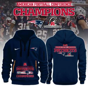 New England Patriots AFC Champions 2026/27 Quarter Zip Hoodie SPBLX20273