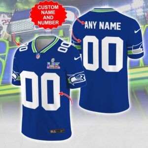 Personalized Seattle Seahawks Super Bowl LX 3D Football Jersey