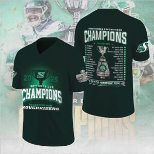Saskatchewan Roughriders 2025 Grey Cup Champions 3D Football Jersey