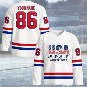 Winter Sports 2026 Games Hockey Jersey USA Team Sport Gift for Sports Fan Figure Skating Patriotic Gift Speed Skating Fan Gift for Hocky Fan