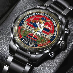 Chicago Cubs 150th Anniversary Black Stainless Steel Watch SPM1107