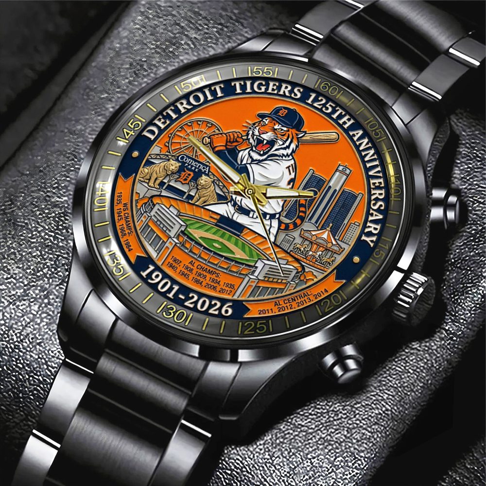 Detroit-Tigers-125th-Anniversary-2026-Black-Stainless-Steel-Watch-SPM1105 Detroit Tigers 125th Anniversary 2026 Black Stainless Steel Watch SPM1105