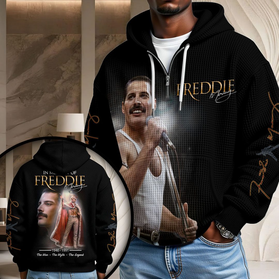 Freddie-Mercury-3D-Unisex-Waffle-Hoodie-UWH1011 Freddie Mercury 3D Unisex Waffle Hoodie UWH1011
