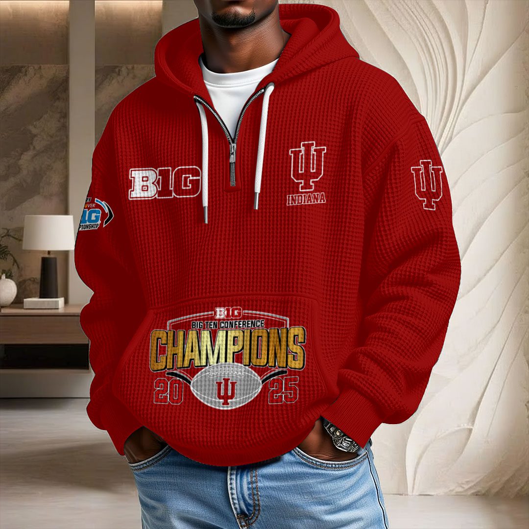 Indiana-Hoosiers-Football-2025-Big-Ten-Champions-3D-Unisex-Waffle-Hoodie-UWH1041-1