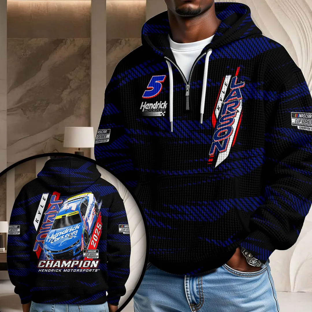 Kyle Larson 2025 NASCAR Cup Series Champions 3D Unisex Waffle Hoodie UWH1031