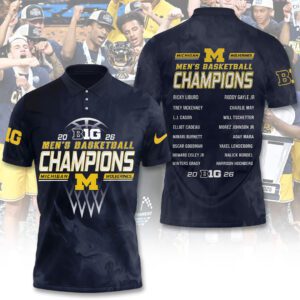 Michigan Wolverines Men's Basketball 2026 Big Ten Champions Polo Shirt SPM1207