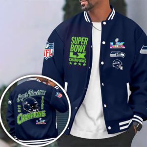 Seattle Seahawks 2025 Super Bowl LX Champions Varsity Baseball Jacket SPM1011
