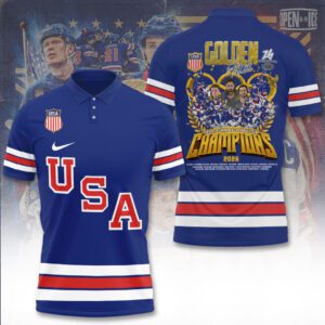 USA Men's Hockey 2026 Winter Olympics Gold Medal Polo Shirt SPM1224